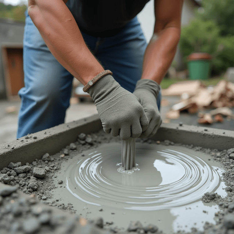 pouring concrete